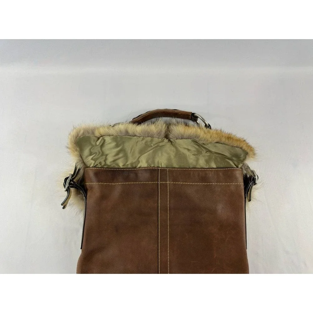 COACH Vintage 2004 Archival Rare Piece Cowhide & COYOTE FUR Hobo No. 1426 Purse